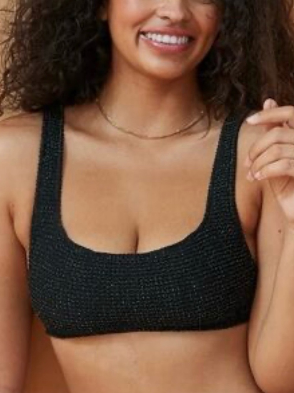 Aerie Black & Gold Swim Top
